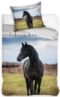 Zwart Paard dekbedovertrek - (140x200 cm) - Katoen