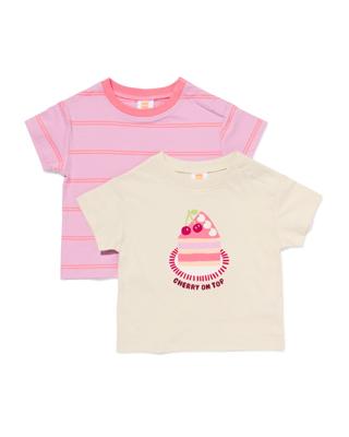 HEMA Baby T-shirts jersey strepen - 2 stuks ecru (ecru)