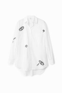 Oversized shirt met fantasiedessin - WHITE - M