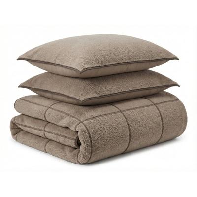 Dekbedovertrek Teddy Trim - Taupe - Lits-Jumeaux (240x220 Cm) - Taupe Microvezel Teddy - Effen - Sleeptime - Dekbed-Discounter.nl