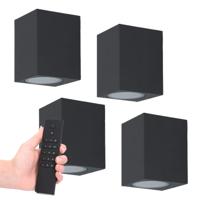 Set van 4 Marion LED wandlampen - Dimbaar - 4 Watt 345 lumen - IP65 Waterdicht - GU10 - 2700K Warm Wit - Dimbaar - Binnen & buiten - Zwart - Incl. dimmer met afstandsbediening
