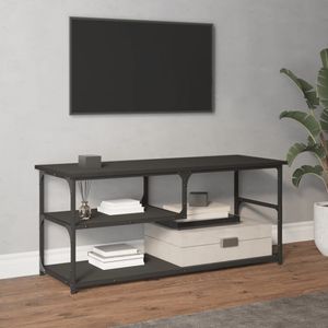 Tv-meubel 103x38x46,5 cm bewerkt hout en staal zwart