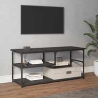 Tv-meubel 103x38x46,5 cm bewerkt hout en staal zwart - thumbnail