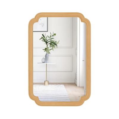 Rechthoekige Spiegel met Houten Frame 90 x 60 cm Wandspiegel in Boerderij Stijl Hangspiegel Decoratief Grote Spiegel voor Woonkamer