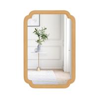 Rechthoekige Spiegel met Houten Frame 90 x 60 cm Wandspiegel in Boerderij Stijl Hangspiegel Decoratief Grote Spiegel voor Woonkamer