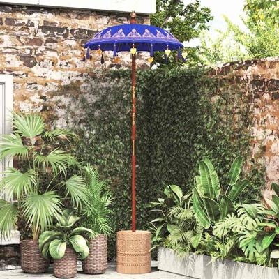 Balinese Parasol Blauw (90-100) x 260 cm Katoen en massief hout