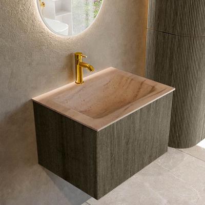 Badmeubel Mondiaz Kurve-Dlux | 60 cm | Meubelkleur Shadow | Wastafelkleur Saba | Solid surface | Wasbak midden spoelbak | 1 kraangat