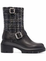 Stuart Weitzman bottines en cuir Ryder à empiècements en tweed - Noir - thumbnail