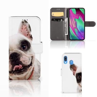 Samsung Galaxy A40 | Telefoonhoesje | Met pasjeshouder | Franse Bulldog