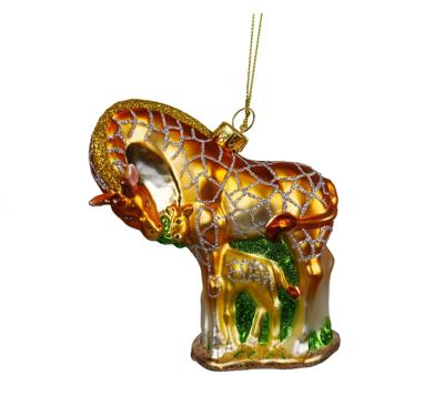 Ornament glas giraffe met kind l18cm - Kurt s adler