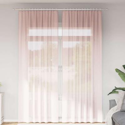 Gordijnen voile met lussen 2 st 140x260 cm lichtroze