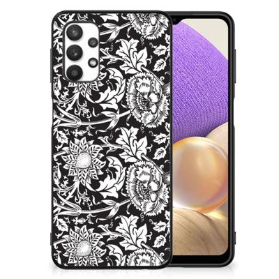 Samsung Galaxy A32 5G Bloemen Hoesje Black Flowers
