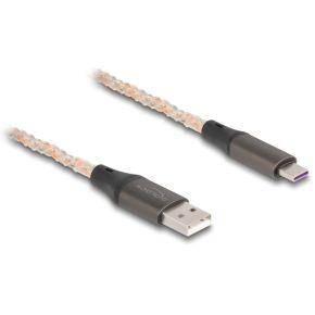 DeLOCK 88164 USB-kabel USB 2.0 1 m USB A USB C Transparant