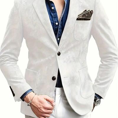 Bon&Bon Men's Suede Blazer - Slim Fit Faux Leather Sport Coat, Orange White / XS