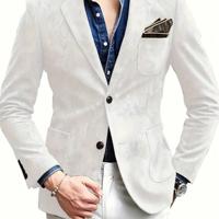 Bon&Bon Men's Suede Blazer - Slim Fit Faux Leather Sport Coat, Orange White / XS