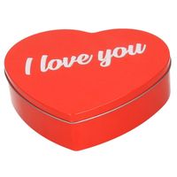 Metalen rode hartvorm I Love You blikje cadeauverpakking snoepblik/koektrommel 18 cm