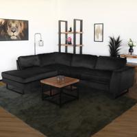 Hoekbank design Puckerto 290cm bank velvet zwart hoek loungebank links bankstel