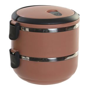 Stapelbare thermische lunchbox / warme maaltijd box - terra cotta - 16 x 15 cm