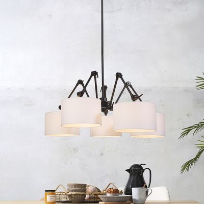 its about RoMi Hanglamp 'Amsterdam' Met stoffen kap, 5-lamps, kleur Wit