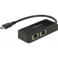 DeLOCK 63927 kabeladapter/verloopstukje USB 3.1 Gen 1 Type-C 2x RJ-45 Zwart