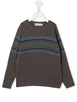 Bonpoint pull rayé à col rond - Gris