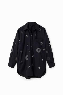 Oversized blouse met borduurwerk - BLACK - S/M
