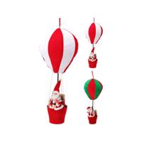 Luchtballon met kerstman XL H97cm velour
