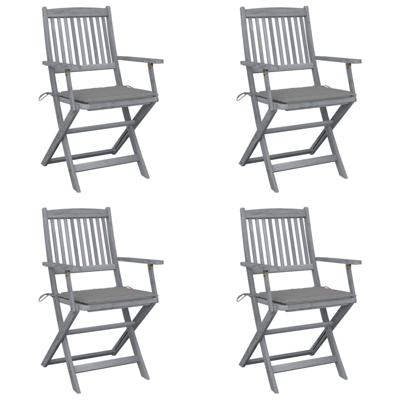 Tuinstoelen 4 st inklapbaar met kussens massief acaciahout
