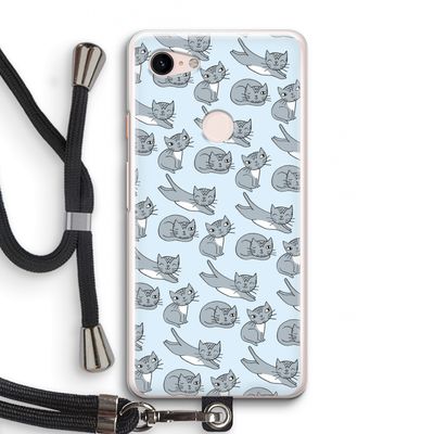 Poezen: Pixel 3 Transparant Hoesje met koord