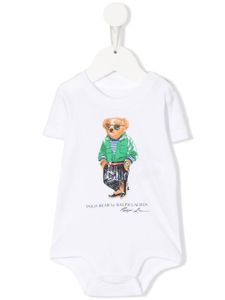 POLO RALPH LAUREN KIDS body en coton à motif Polo Bear - Blanc