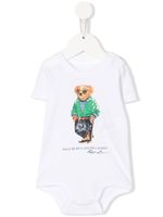 POLO RALPH LAUREN KIDS body en coton à motif Polo Bear - Blanc