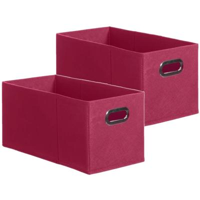 Opbergmand/kastmand - Set van 2x stuks - framboos roze - linnen - 7 liter - 31 x 15 x 15 cm - Opberg Opbergmand/kastmand - Set van 2x stuks - framboos roze - linnen - 7 liter - 31 x 15 x 15 cm - Opberg