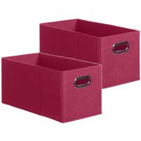 Opbergmand/kastmand - Set van 2x stuks - framboos roze - linnen - 7 liter - 31 x 15 x 15 cm - Opberg