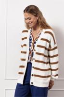 Studio Anneloes Joyce Stripe Cardigan 13127 Vest 1113 Offwhite/caramel