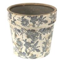 Clayre & Eef Bloempot Ø 16x15 cm Grijs Beige Keramiek Bloemen