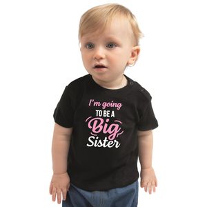 Going to be a big sister cadeau t-shirt zwart baby/ meisje - Aankodiging zwangerschap grote zus 62 (1-3 maanden)  -