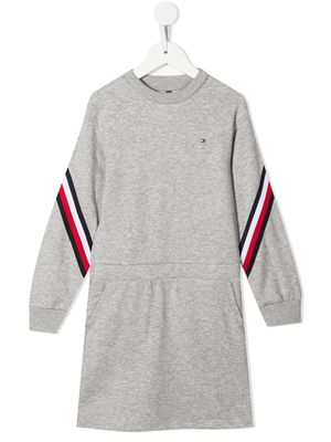 Tommy Hilfiger Junior robe-sweat à bords rayés - Gris