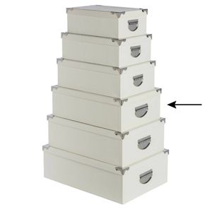 5Five Opbergdoos/box - 2x - ivoor wit - L40 x B26.5 x H14 cm - Stevig karton - Crocobox - Opbergbox