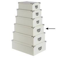 5Five Opbergdoos/box - 3x - ivoor wit - L40 x B26.5 x H14 cm - Stevig karton - Crocobox - Opbergbox