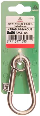 Karabijnh kous 5x50mm rvs - Deltafix