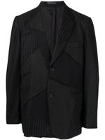 Yohji Yamamoto blazer en laine à empiècements contrastants - Noir - thumbnail