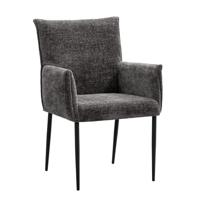 Leen Bakker - Eetkamerstoel Teun - Antraciet - Stof - Grijs - 58.5x64x91.5 Cm