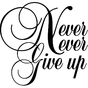 Never give up - Muursticker