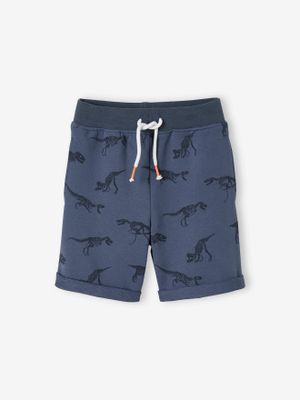 Jongensbermuda van molton leisteenblauw met print