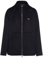 Prada hoodie zippé à logo triangulaire - Noir - thumbnail