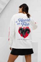 Croyez Heart On Fire Longsleeve T-Shirt Dames Gebroken Wit - Maat XS - Kleur: Gebroken Wit | Soccerfanshop