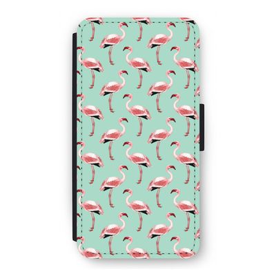 Flamingoprint groen: iPhone 12 Flip Hoesje