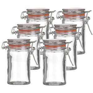 Voorraadpotje/kruidenpotje - 10x - mini - 70 ml - glas - met beugelsluiting