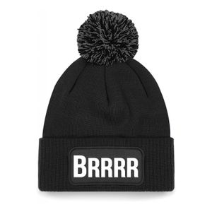 Brrrr muts met pompon - unisex - one size - zwart - apres-ski muts