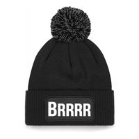 Brrrr muts met pompon - unisex - one size - zwart - apres-ski muts - thumbnail